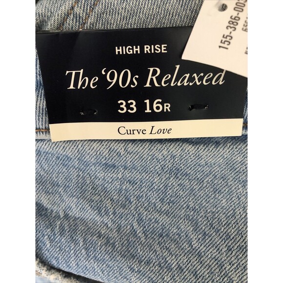 Abercrombie Fitch The 90’s Relaxed  Jean High Rise Curve Love 33X16R Raw Hem NWT - Picture 8 of 8